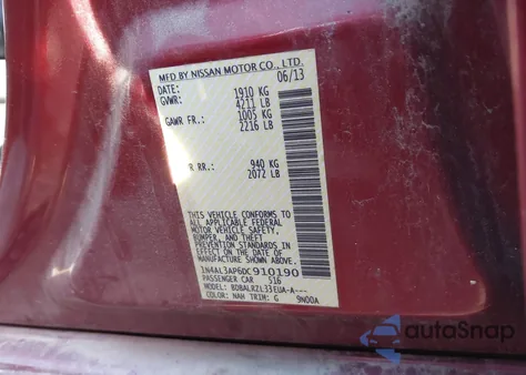 2013 Nissan Altima 2.5 S z USA, uszkodzony, nr VIN 1N4AL3AP6DC910190